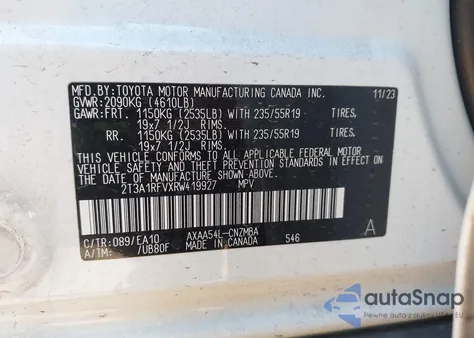 2024 Toyota Rav4 Xle Premium из США, поврежденный, VIN 2T3A1RFVXRW419927